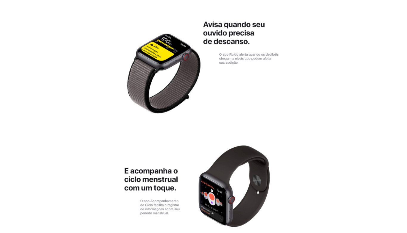  Apple Watch Series 5 Cellular + GPS 44mm Alumínio Cinza Espacial Pulseira Esportiva Preto e Fecho Clássico - MWWE2BZ/A 